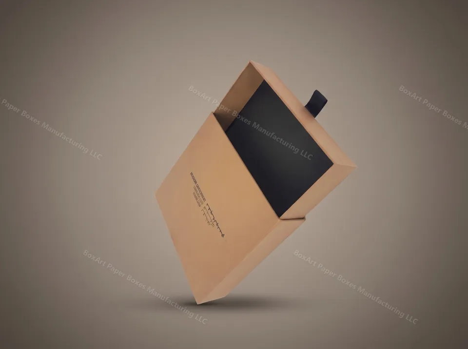 Abu Dhabi Government — luxury kraft boxes manufactured in Dubai by BOXART — Drawer-slide kraft gift box